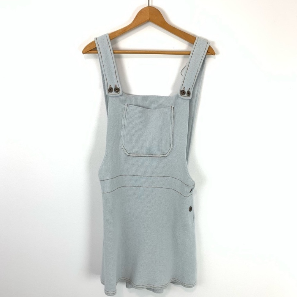 ZARA Light Blue Knit Jumper Overall Dress - Picture 2 of 6